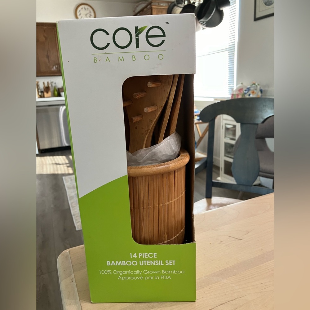 NIB Core 100% Organically Grown Bamboo Utensil Set